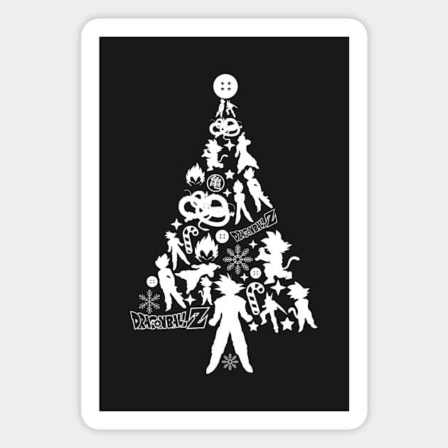 Dragon Ball Z Christmas Tree Silhouette White Magnet by Rebus28